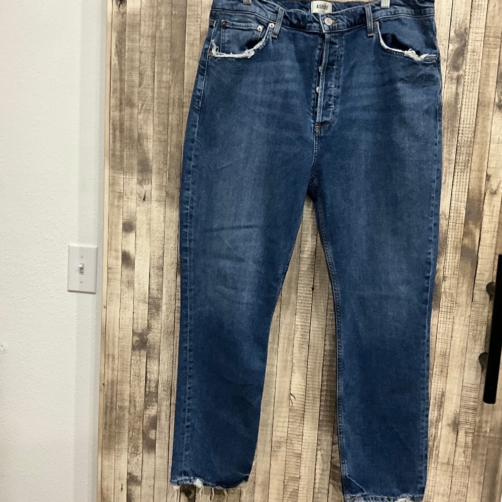 AGOLDE /RILEY FULL LENGTH/DISTRESSED BUTTON FLY